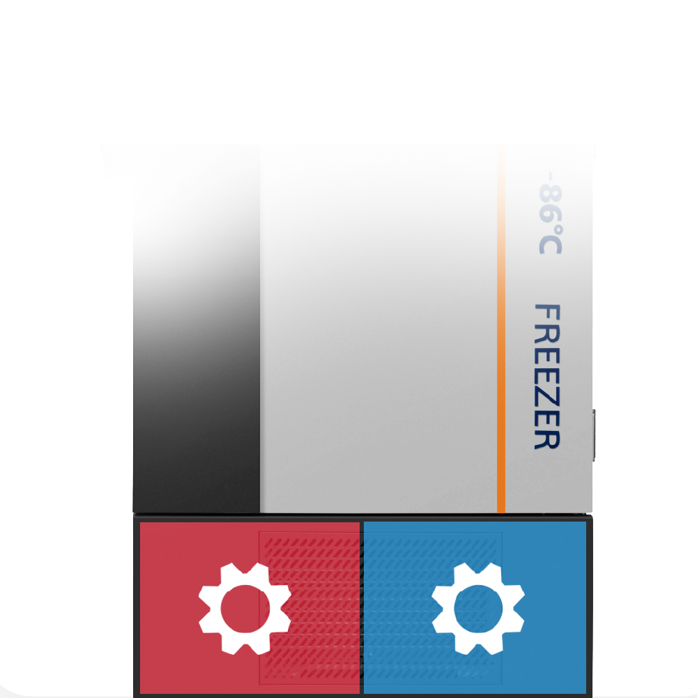 Twin cooling units within freezer